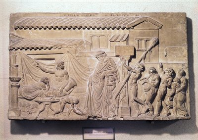 Rilievo che raffigura Dioniso a casa di Icario, copia di un originale alessandrino, III-II secolo a.C. da Greek